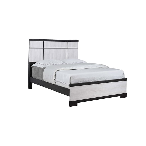 Modern Platform Bed Frame for Queen Mattress, Wood Slat Support with Cream Ebony Headboard, No Box Spring