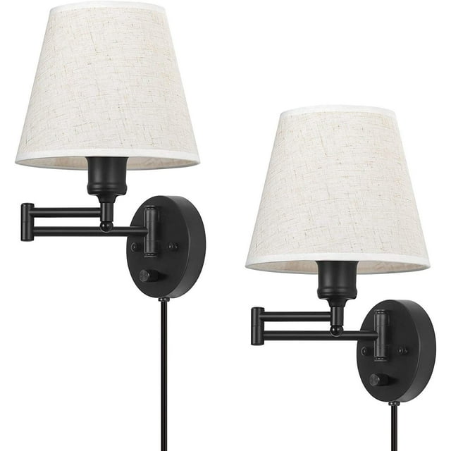 Modern Plug in Wall Lights, Dimmable Wall Sconce, Swing Arm Wall
