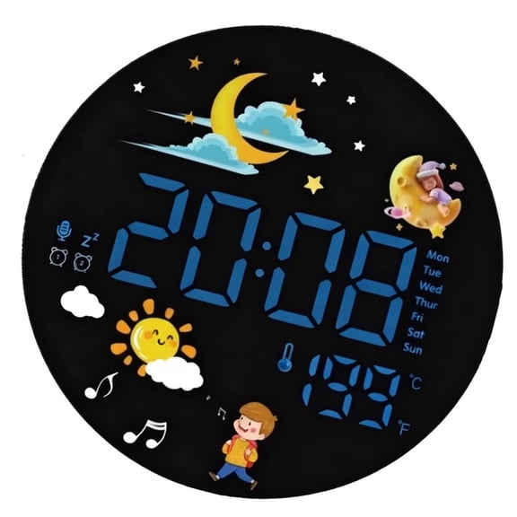 Modern Plugs In Wall Mounted Clock Featuring Real Time Temperature Display 20cm