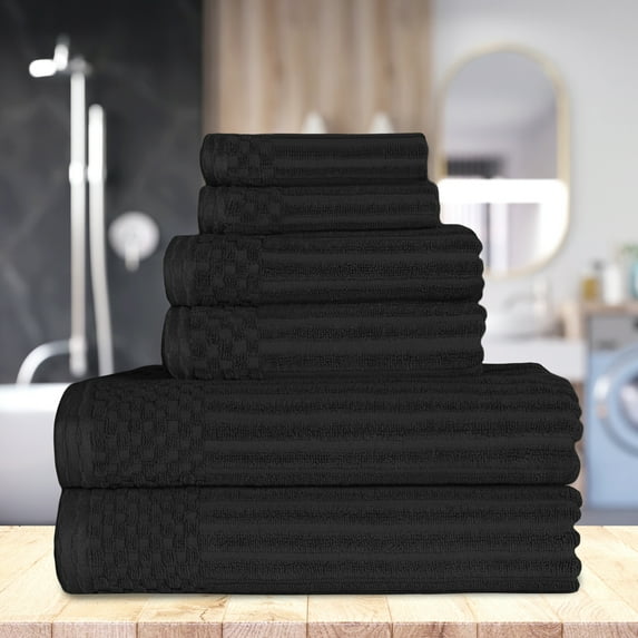Modern Plush Cotton 6-Piece Towel Set, Black by Blue Nile Mills