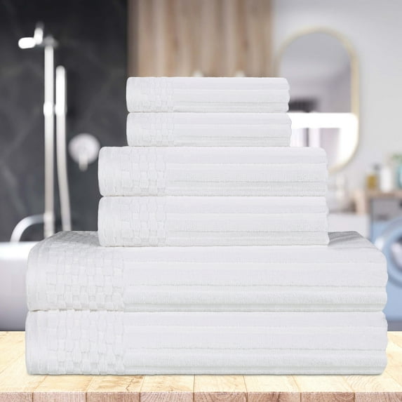 Modern Plush Cotton 6-Piece Towel Set, White by Blue Nile Mills