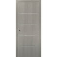 thumbnail image 1 of Modern Pocket Door 32 x 80 with Frames | Planum 0020 Grey Oak | Kit Trims Rail Hardware | Solid Wood Interior Bedroom Sliding Closet Sturdy Doors, 1 of 6