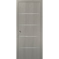 thumbnail image 1 of Modern Pocket Door | Planum 0020 Grey Oak | Kit Trims Rail Hardware | Solid Wood Interior Bedroom Sliding Closet Sturdy Doors-24" x 80", 1 of 6