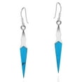 thumbnail image 1 of Modern Pointy Drop Simulated Turquoise Inlay .925 Sterling Silver Dangle Earrings, 1 of 4