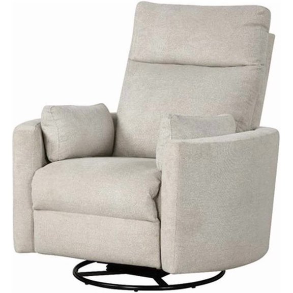Modern Polyester Fabric Swivel Recliner Chair with Rocking Function, Natural Quartz Finish