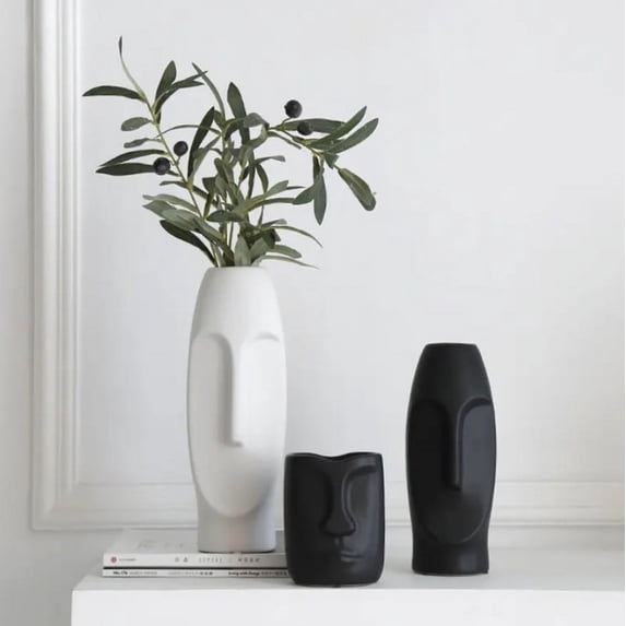 Modern Porcelain Luxury Tall 3D Face Vase