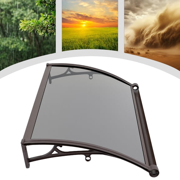 Modern Porch Window Awning Canopy - Coffee Tan Aluminum PC Canopy for Garden Balcony Garage Use