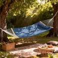 thumbnail image 1 of Modern Portable Hammock for Outside, Camping Hammock with Stable Anti-Tipping Structure, Hand-Woven Durable Ropes, Rope Hammock for Backyards, Beaches, Poolsides, Parks, Campsites, Navy Blue, Blue St, 1 of 10