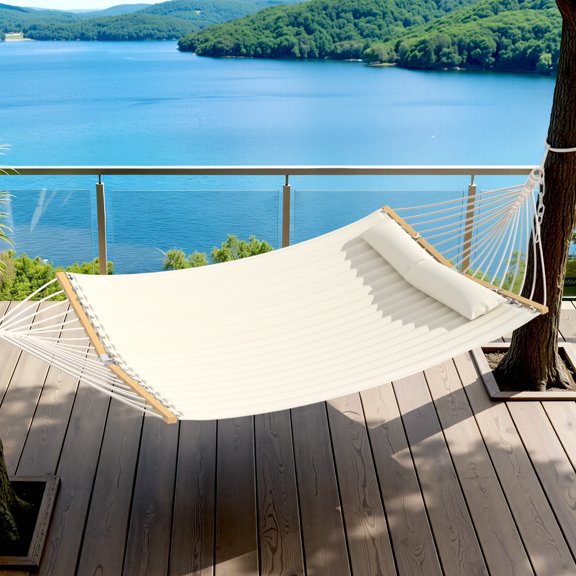 Modern Portable Hammock for Outside, Camping Hammock with Stable Anti-Tipping Structure, Hand-Woven Durable Ropes, Rope Hammock for Backyards, Beaches, Poolsides, Parks, Campsites, Navy Blue, Blue St