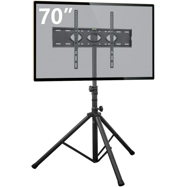 Modern Portable Tripod TV Stand for TVs up to 70 75 inch, Black