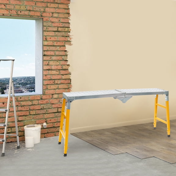 Modern Portable Work Platform 70-120cm Adjustable Height with Folding Legs for Workshop/Garage/Office