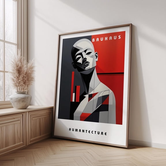 Modern Portrait Colorful Geometric Face Poster Mid Century Inspired Wall Art Retro Home Style Exhibition Unframed Paper Print