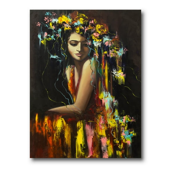 Modern Portrait Of A Young Girl 12 in x 8 in Painting Canvas Art Print, by Designart