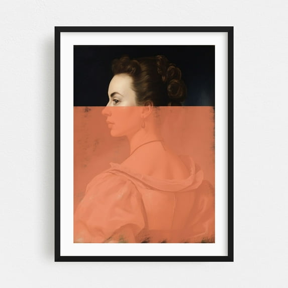 Modern Portrait of Woman No.2 - Photography Portrait Victorian Vintage Fashion Art Deco Minimalist Black Framed Wall Art Print 12 x 16 inches