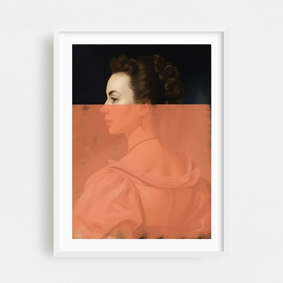Modern Portrait of Woman No.2 - Photography Victorian Vintage Fashion Art Deco Minimalist White Framed Wall Art Print 16 x 24 inches