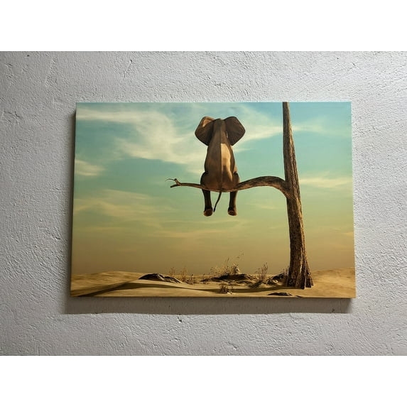 Modern Poster, Elephant Tree Poster, Elephant Canvas, Elephant in Surreal, Contemporary Poster, Surreal Elephant Canvas Art, Canvas Wall Decor - Rolled Canvas