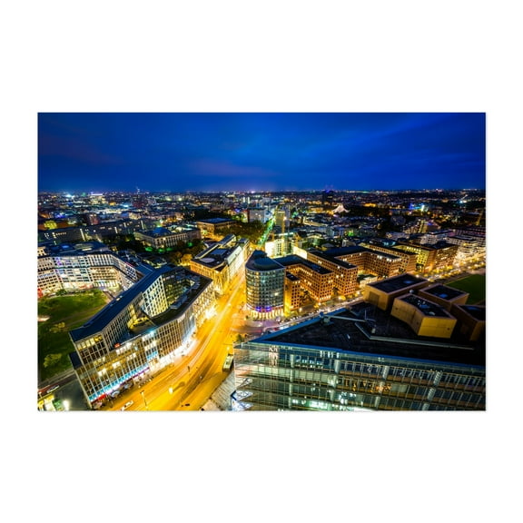 Modern Potsdamer Platz - Berlin Germany Photography City Skyline Nightlife Architecture Neon Sign Modern Art Travel Poster Unframed Wall Art Print 32 x 48 inches
