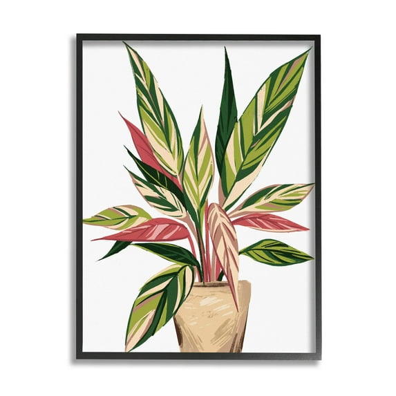 Modern Potted Plant Leaves Botanical & Floral Graphic Art Black Framed Art Print Wall Art