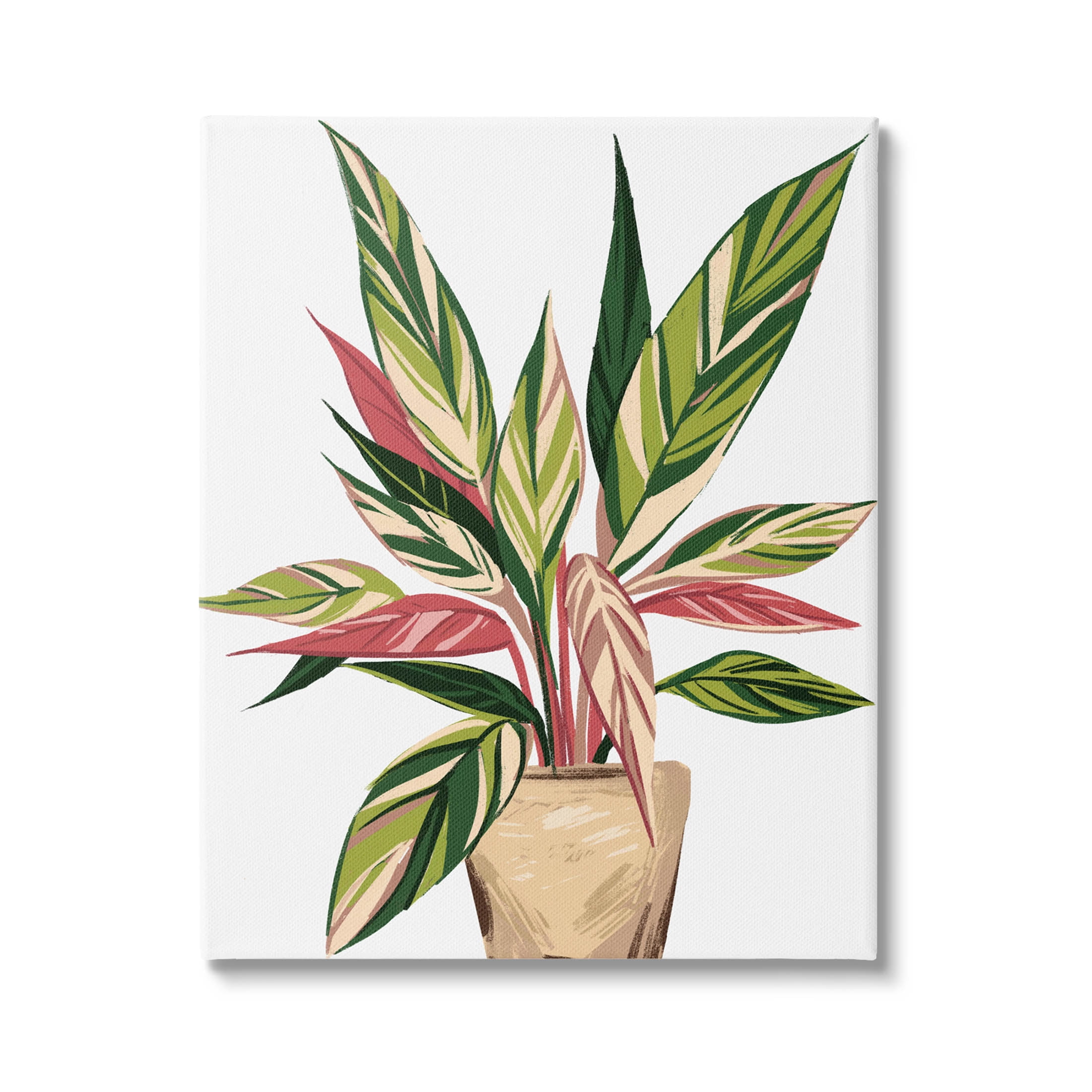 Modern Potted Plant Leaves Botanical & Floral Graphic Art Gallery Wrapped Canvas Print Wall Art