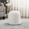 thumbnail image 1 of Modern Pouf Off-White Faux Fur Fabric Upholstered Ottoman, Footstool, Non-Slip Floor Pouf, Bean Bag Chair, 1pc Sitting Pouf, 1 of 1