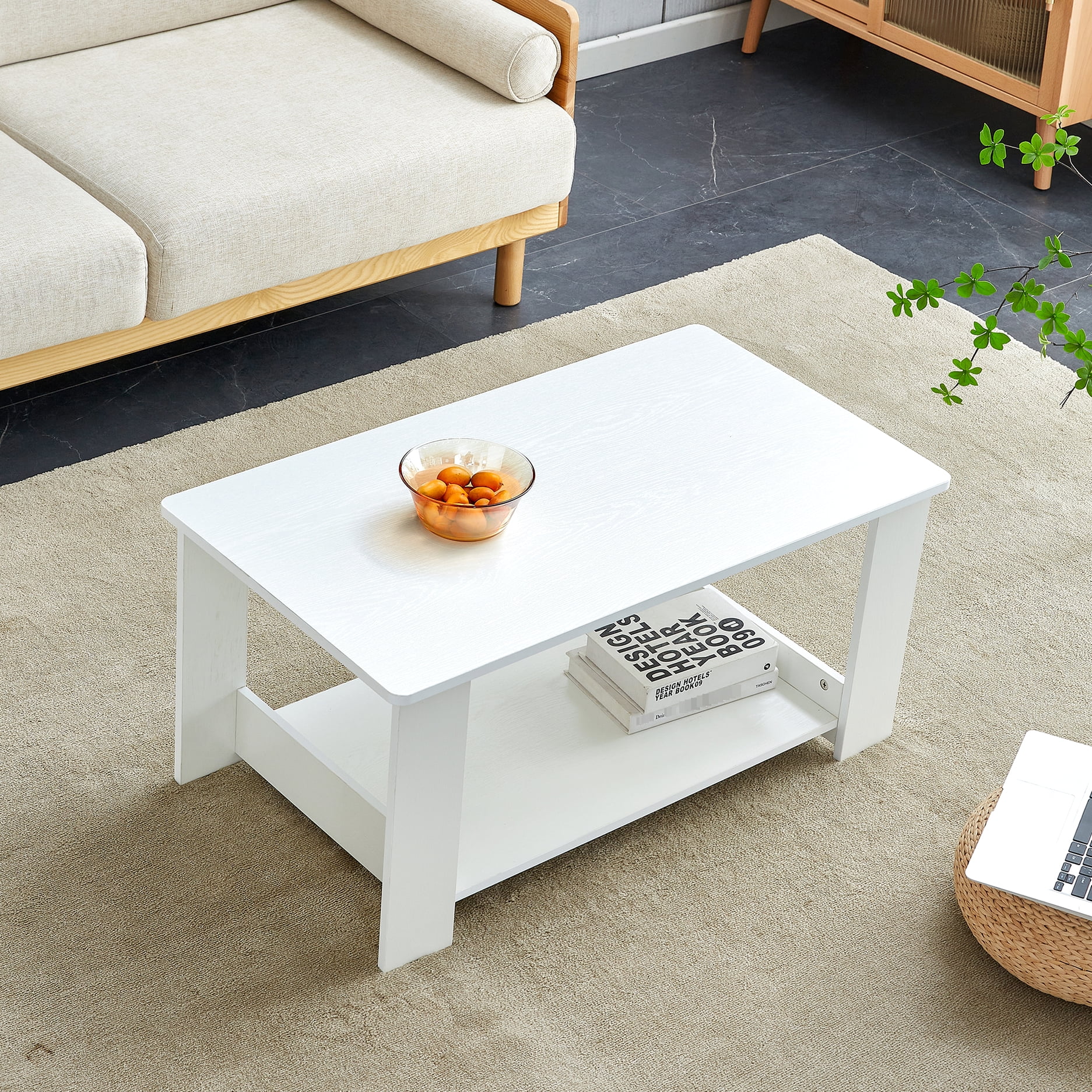 Modern White Coffee Table for Living Room
