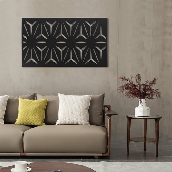 Modern Privacy Screen Panel, 23.6x46-inch Steel, Laser-Cut Hollow Design, High-Temp Baking Paint, for Balcony/Garden Partition