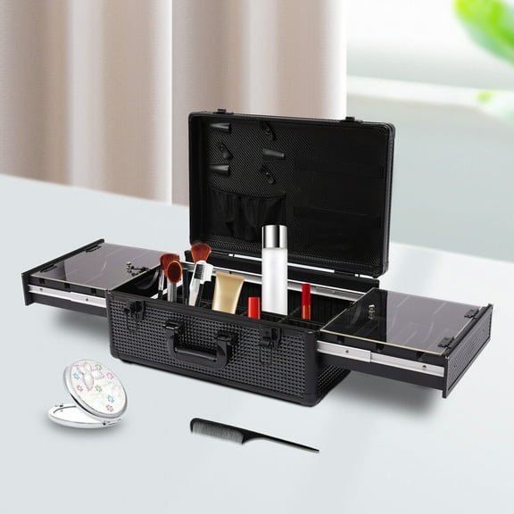 Modern Professional Barber Portable Carry Travel Case Black Leatherette Clipper Trimmer Black Barber Case