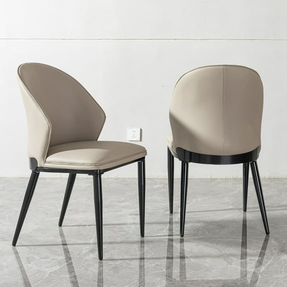Modern Pu Leather Dining Chairs Set Of 2 With Ergonomic Backrest And Sturdy Carbon Steel Frame For Home Kitchen Diner