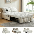 thumbnail image 1 of Modern Pull Out Sofa Bed, Convertible Sleeper Sofa Bed Twin Size, with USB Port, Velvet Upholstery Couch, Phone Holder, Chaise Lounge for Small Spaces, Living Room, Apartment, RV, Bedroom,Beige, 1 of 10