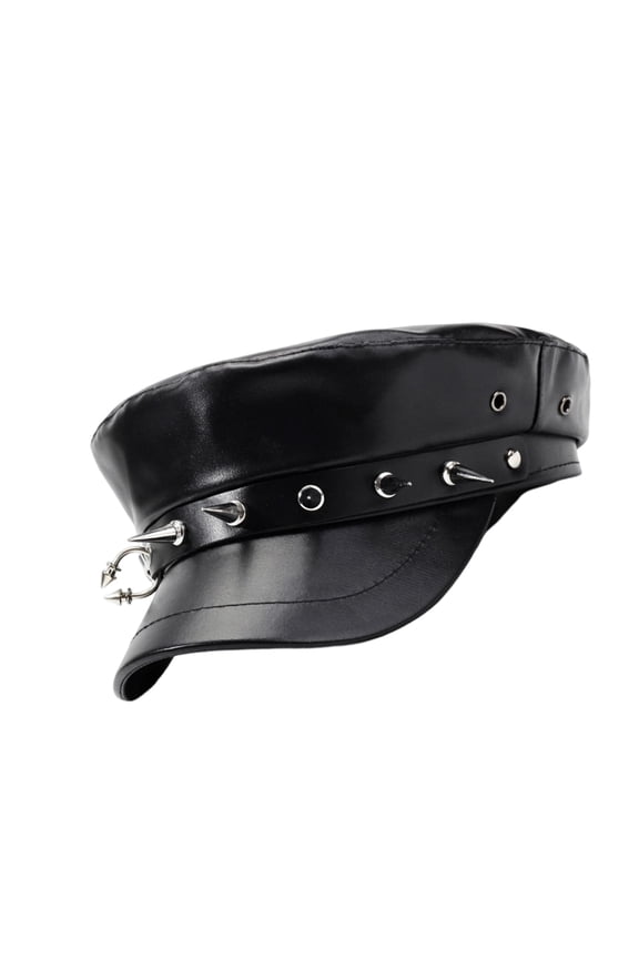 Modern Punk PU Berets Hat With Unqiue Silhouettes Cap Captain Caps Ideal For Artistic Event Daily Use