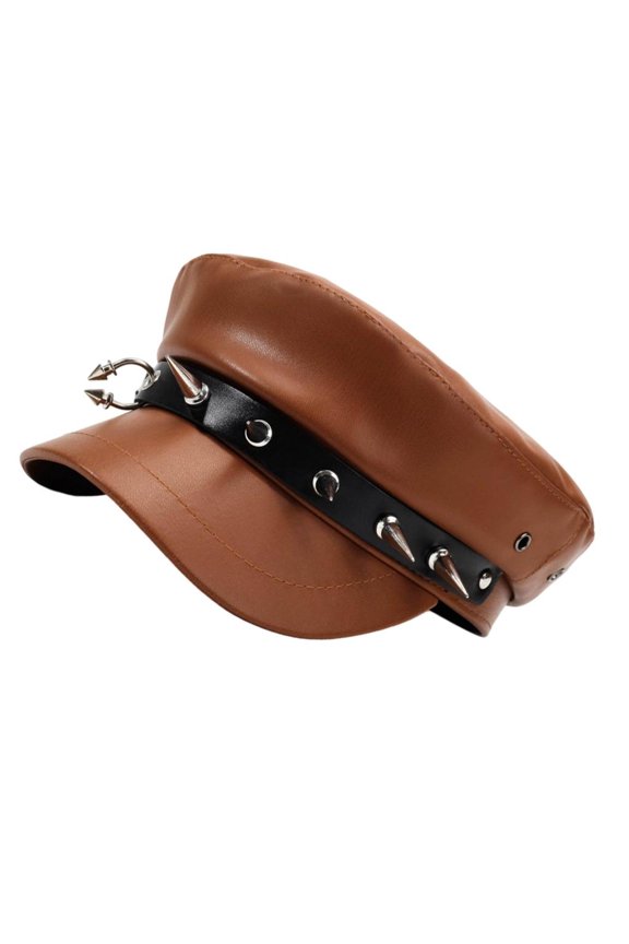Modern Punk PU Berets Hat With Unqiue Silhouettes Cap Captain Caps Ideal For Artistic Event Daily Use