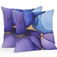 thumbnail image 1 of Modern Purple Blue Outdoor Pillow Covers, Waterproof Decorative Throw Pillowcases Set of 2, Abstract Art Gradient Gold Foil Line Couch Cushion Cases with Zipper for Outside Patio Garden Sofa 20"x20", 1 of 9