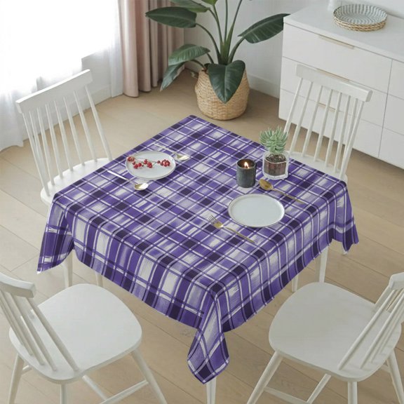 Modern Purple Checkered Table Cloth 60x60in, Waterproof Square Tablecloth Wipeable Tablecloths Minimalist Style Buffalo Plaid Table Covers for Dining Tables Party Indoor Outdoor