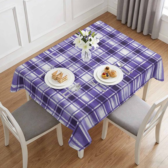 Modern Purple Checkered Table Cloth 60x84in, Waterproof Rectangle Tablecloth Wipeable Tablecloths Minimalist Style Buffalo Plaid Table Covers for Dining Tables Party Indoor Outdoor