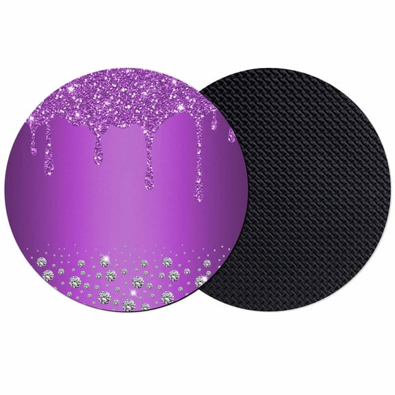 Modern Purple Coasters Set of 2, Abstract Diamond Luxury Gradient Absorbent Coasters for Drinks, Coaster for Bar Office Dining Coffee Table Accessories Decor, Non Slip Round Desk Coaster