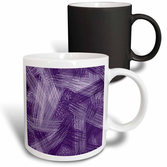 3drose, Modern Purple Cross Hatch Brush Strokes Pattern, 11oz Magic Transforming Mug