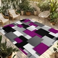 thumbnail image 1 of Modern Purple Grey Outdoor Rug for Patio/Deck/Porch, Non-Slip Large Area Rug 3 x 5 Ft, Abstract Geometric Color Blocks Indoor Outdoor Rugs Washable Area Rugs, Reversible Camping Rug Carpet Runner, 1 of 8
