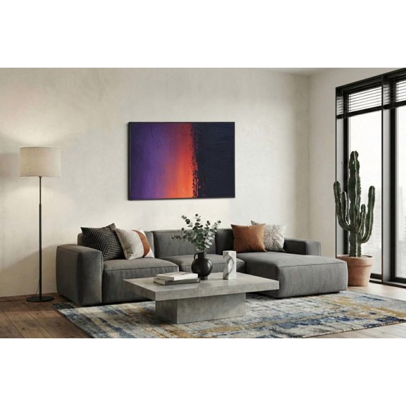 Modern Purple Orange Textured Gradient Portrait Decor Unframed Paper Print