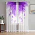 thumbnail image 1 of Modern Purple Sheer Curtains 63 Inch Length 2 Panels Set, Gradient Floral Abstract Bohemian White Voile Window Treatment Rod Pocket Curtains Sheers Drapes for Bedroom/Living Room/Kitchen 52x"63"x2, 1 of 7