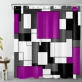 thumbnail image 1 of Modern Purple Shower Curtain for Bathroom, Grey Black and White Abstract Mid Century Minimalist Geometric Shower Curtains 72X72 inch Polyester Fabric Bathroom Decoration Bath Curtains Hooks Included, 1 of 1