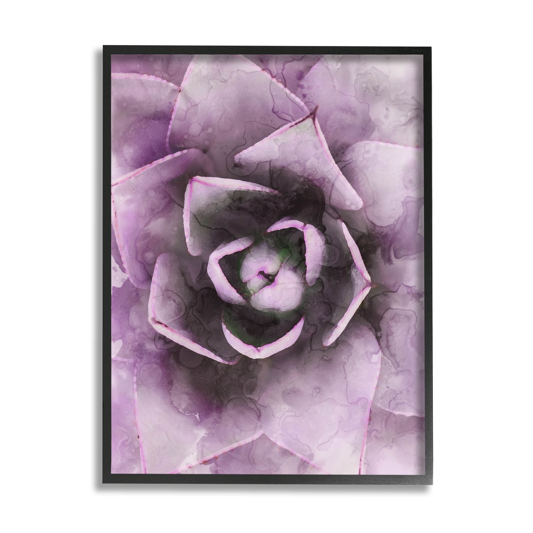 Modern Purple Succulent Leaves Botanical & Floral Graphic Art Black Framed Art Print Wall Art