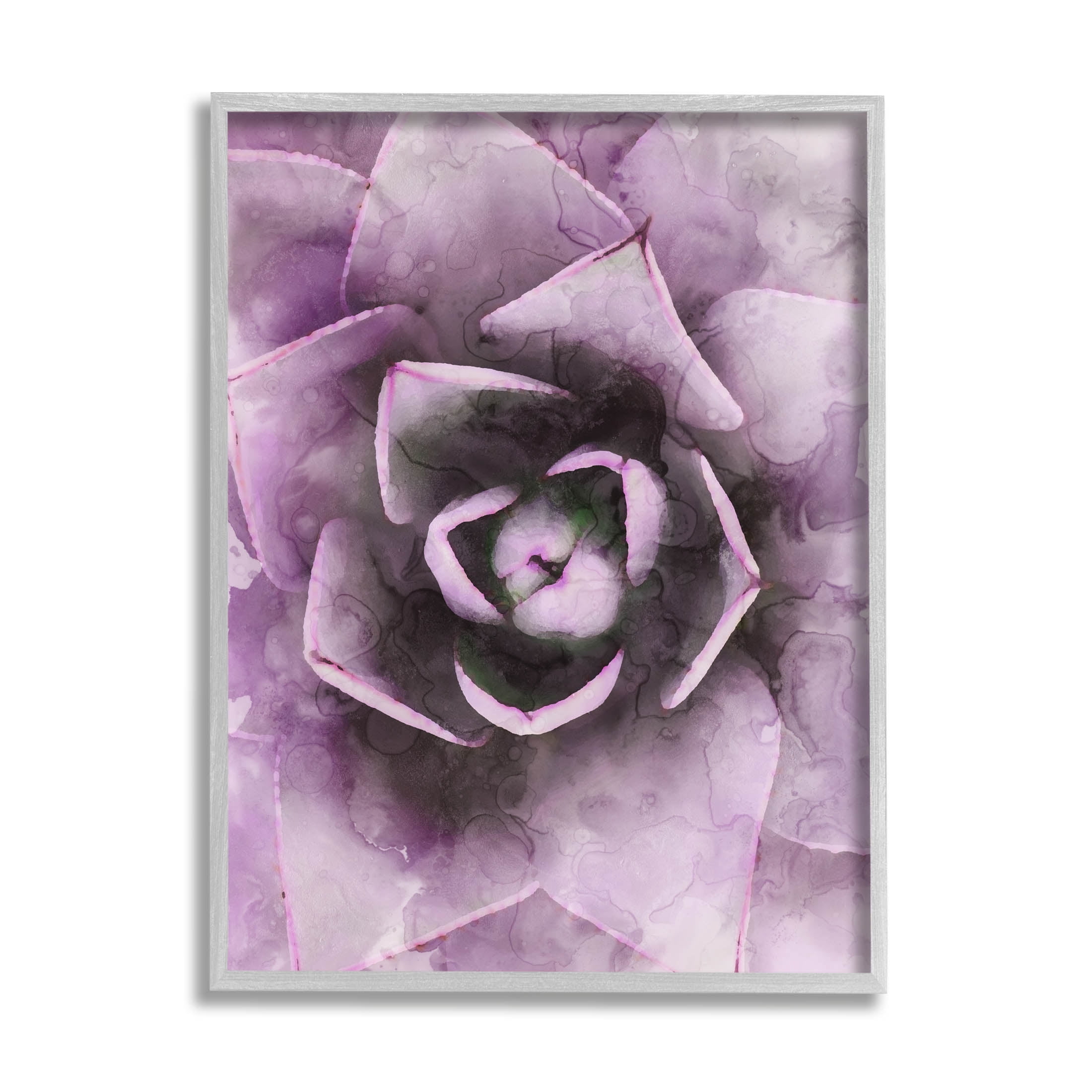 Modern Purple Succulent Leaves Botanical & Floral Graphic Art Gray Framed Art Print Wall Art