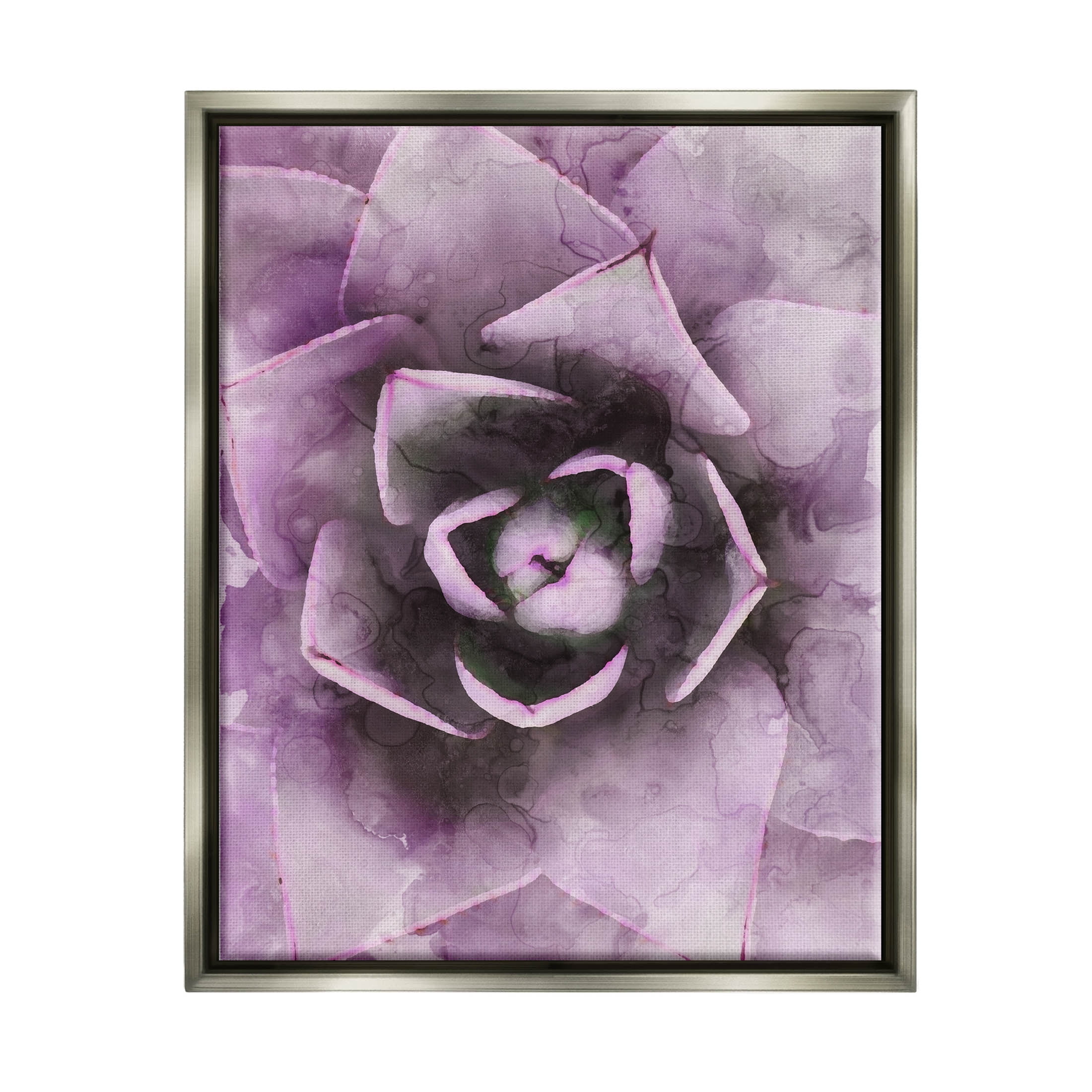 Modern Purple Succulent Leaves Botanical & Floral Graphic Art Luster Gray Framed Art Print Wall Art