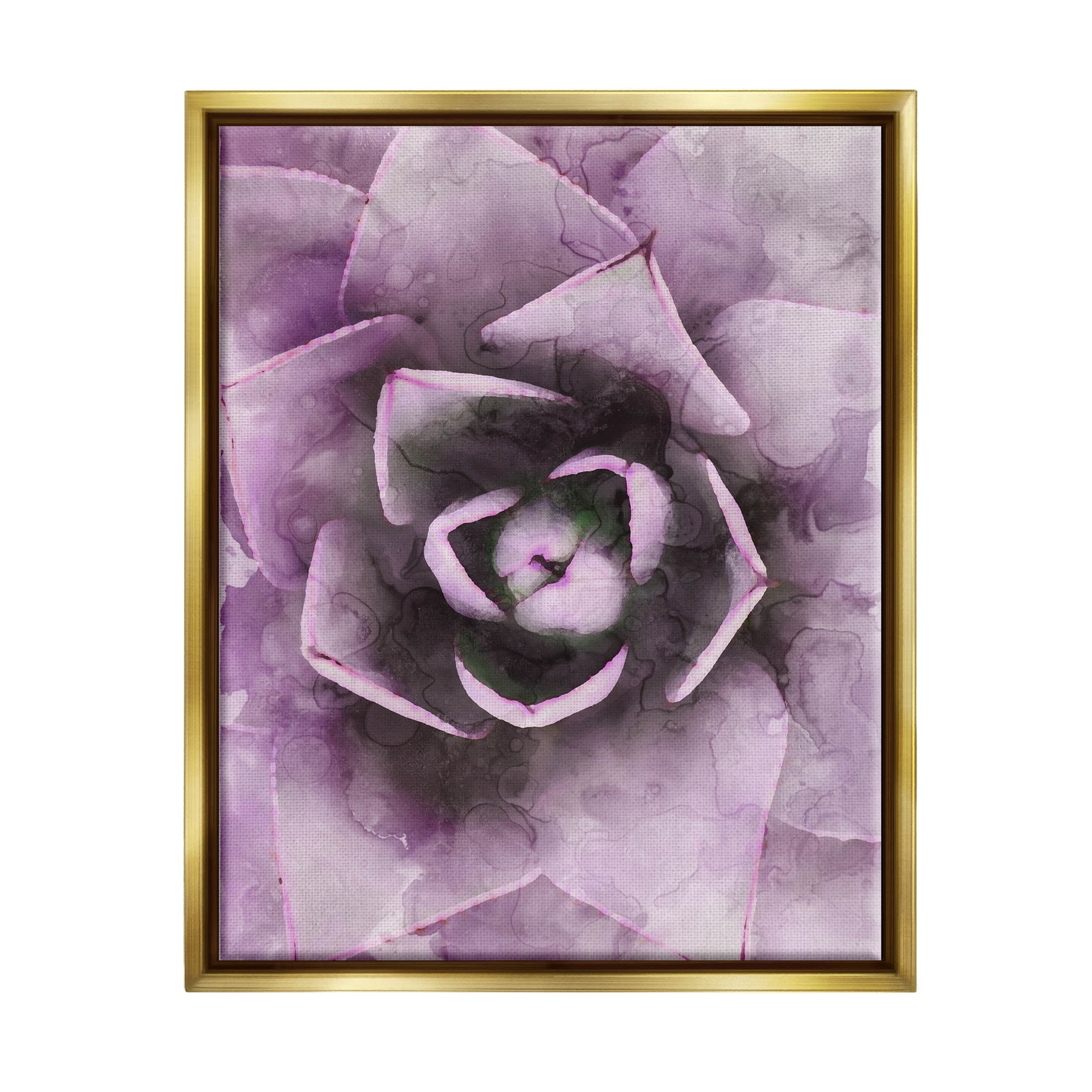 Modern Purple Succulent Leaves Botanical & Floral Graphic Art Metallic Gold Framed Art Print Wall Art