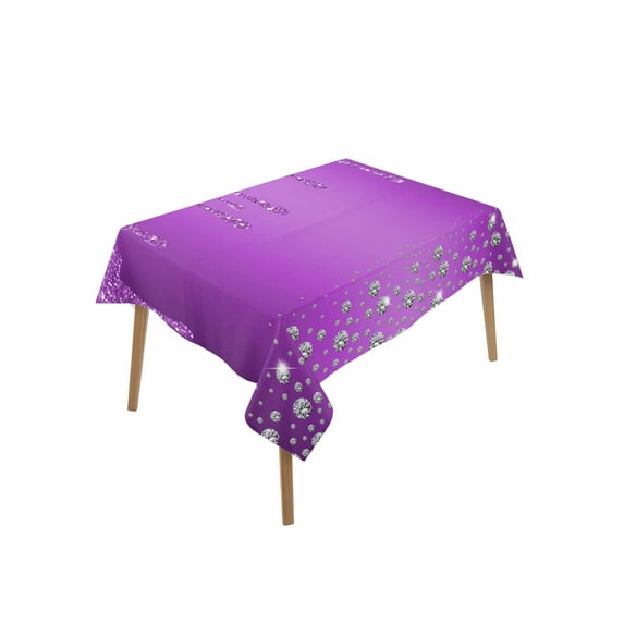 Modern Purple Table Cloth, Abstract Diamond Luxury Gradient Waterproof Tablecloth for Rectangle Tables, Reusable Washable Fabric Table Cover for Restaurant Kitchen Dining Tables 60"x84"