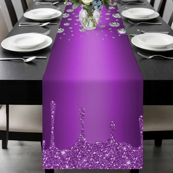 Modern Purple Table Runner 36 Inches Long, Abstract Diamond Luxury Gradient Kitchen Coffee Dining Table Decoration for Home Party Birthday Wedding Home Decor 13x36 Inches