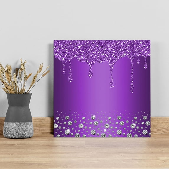 Modern Purple Wall Art Painting on Canvas, Abstract Diamond Luxury Gradient Canvas Art Home Prints Wall Art Framed Modern Artwork for Living Room Bedroom Wall Decor 8x8in