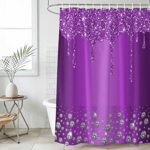 Modern Purple Waterproof Fabric Shower Curtain,Abstract Diamond Luxury Gradient Waterproof Fabric Shower Curtain for Bathroom Curtains Bathtubs Hotel Shower Curtains with 12 Hooks Small 36x78in