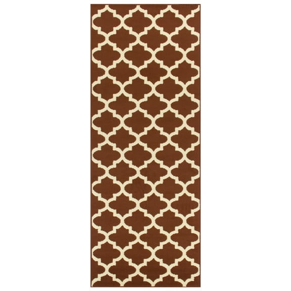 Modern Quatrefoil Maroon Hallway Runner Rug by Blue Nile Mills