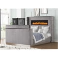 thumbnail image 1 of Modern Queen Bed Frame with Fireplace Headboard and Footboard, Gray Upholstered Platform Bed with TV Stand, Sturdy Wood Structure for Bedroom, 1 of 7